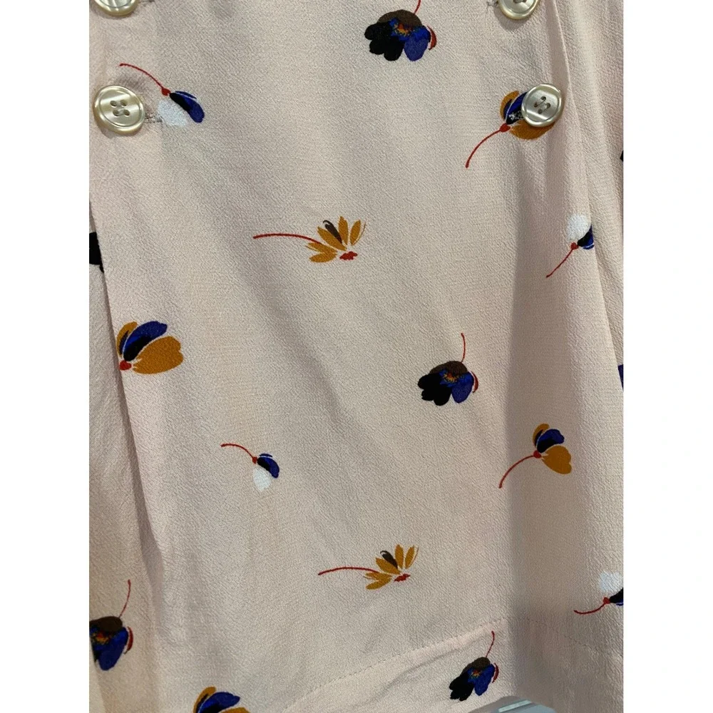Free People‎ Women's Pink Floral All Over Print Button Mini Skirt Size 6 READ